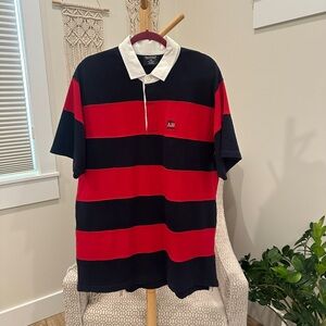 Polo Jeans Co Ralph Lauren Rugby Shirt XL Red Navy Stripe Classic Cotton